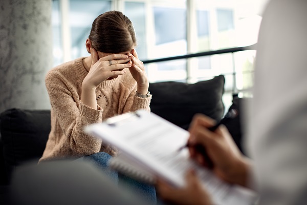 Paziente durante una seduta di psicoterapia.
